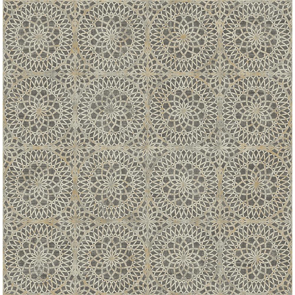 Kenneth James by Brewster PS40806 Palm Springs Twist Brown Medallion Wallpaper