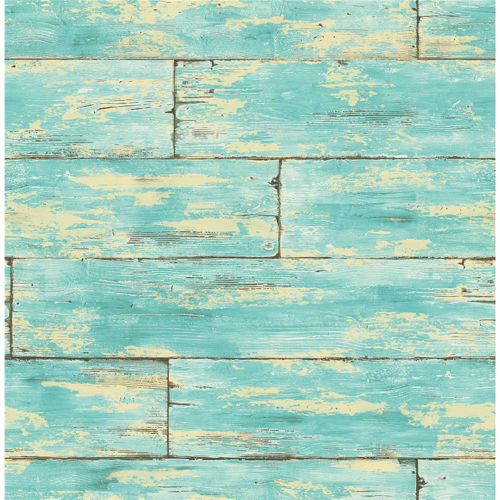 Kenneth James by Brewster PS41002 Palm Springs Shipwreck Aquamarine Wood Wallpaper