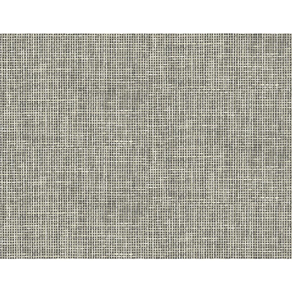 Kenneth James by Brewster PS41300 Palm Springs Woven Summer Charcoal Grid Wallpaper