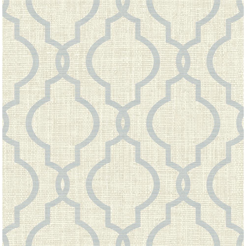 Kenneth James by Brewster PS41702 Palm Springs Geometric Jute Grey Quatrefoil Wallpaper