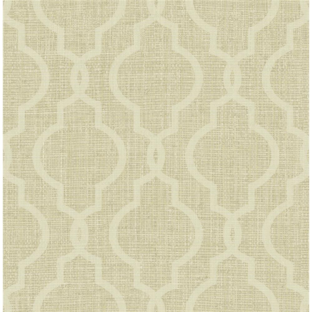 Kenneth James by Brewster PS41704 Palm Springs Geometric Jute Gold Quatrefoil Wallpaper