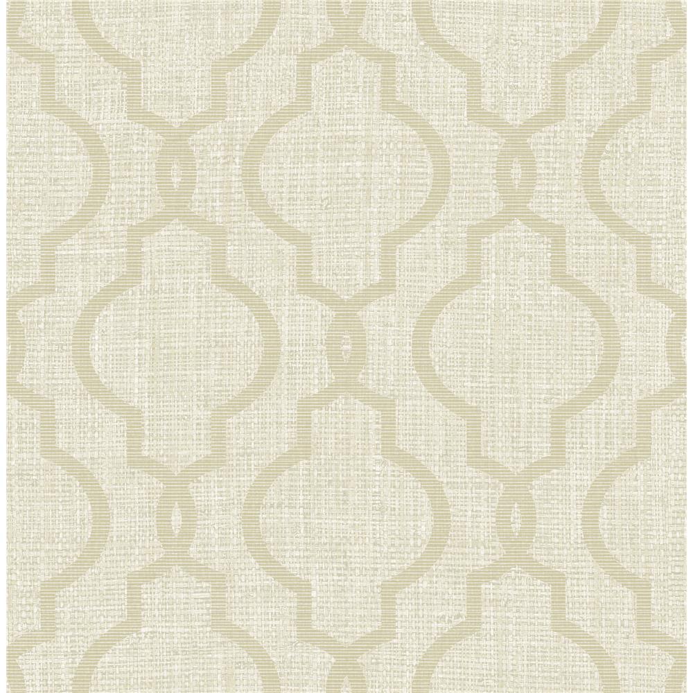 Kenneth James by Brewster PS41705 Palm Springs Geometric Jute Taupe Quatrefoil Wallpaper
