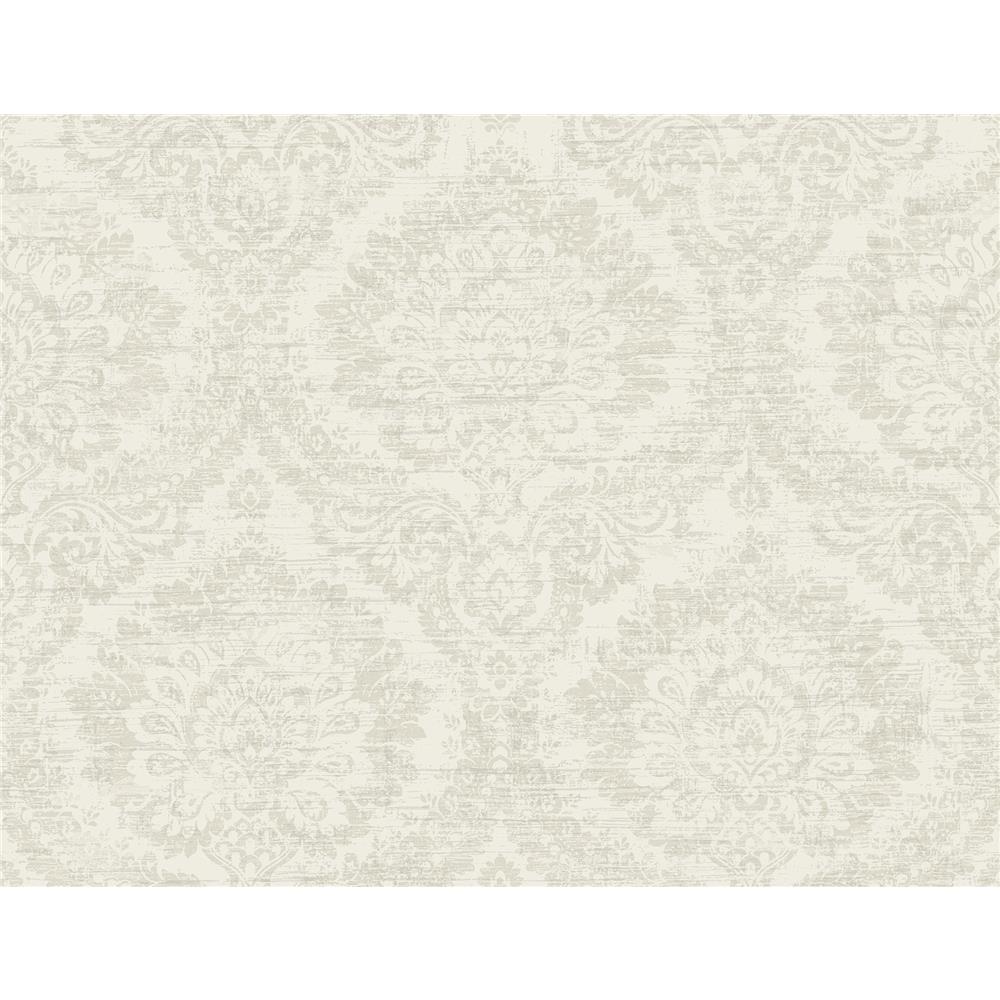 Kenneth James by Brewster PS41905 Palm Springs Kauai Beige Damask Wallpaper