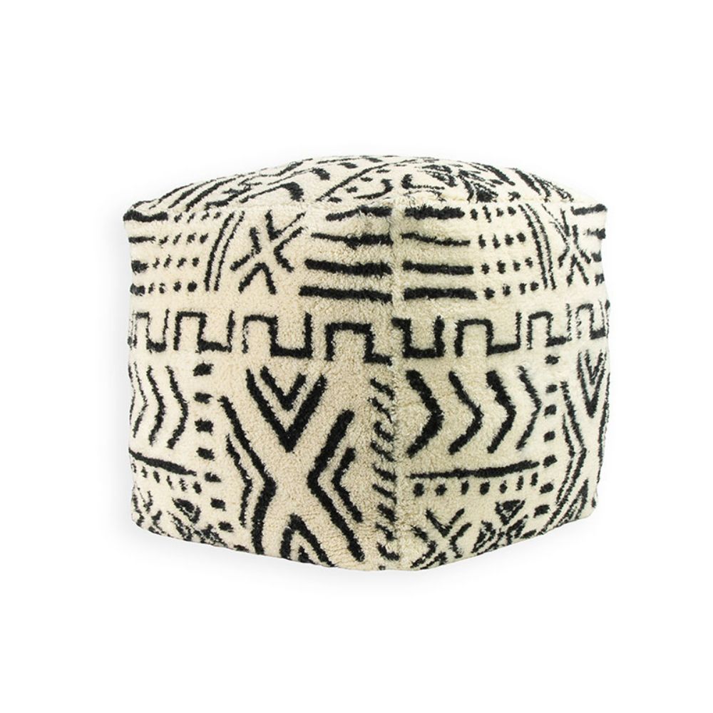 Fetco by Brewster PU2271AW Abstract White Pouf