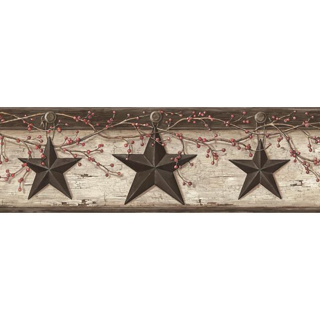 Chesapeake by Brewster PUR44601B Pure Country Ennis Gray Rustic Barn Star Border Wallpaper in Gray