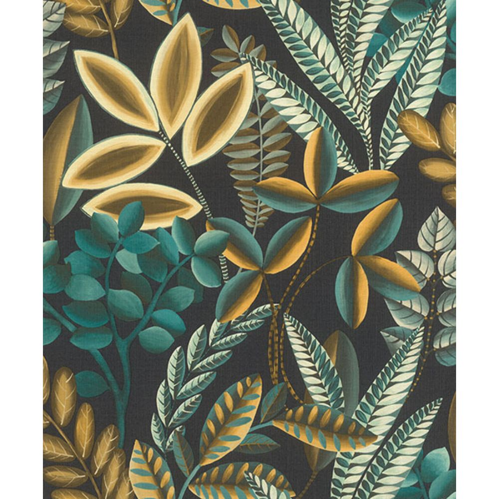 Rasch by Brewster RH485561 Liani Black Painterly Botanical Wallpaper