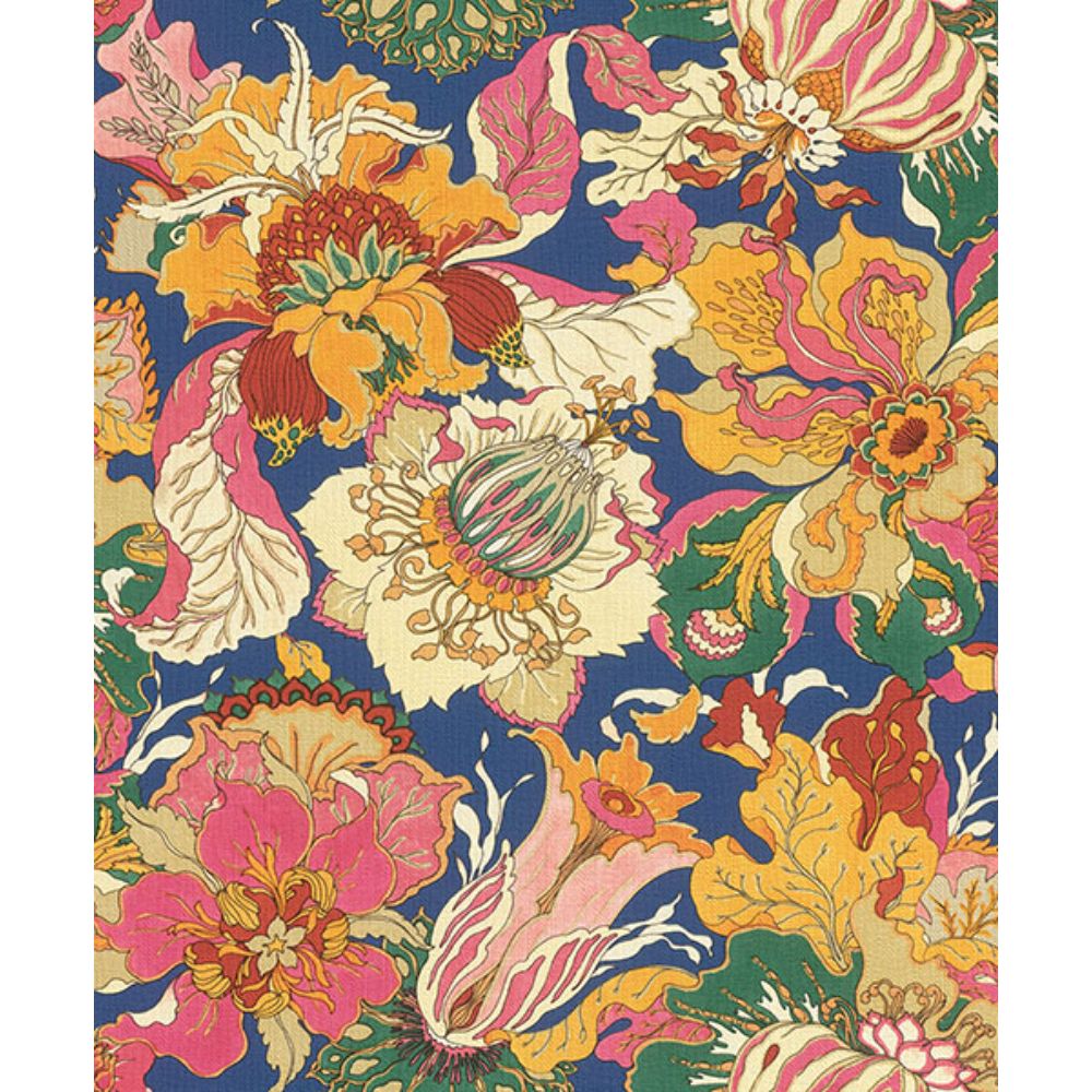 Rasch by Brewster RH560459 Odisha Orange Jacobean Floral Wallpaper