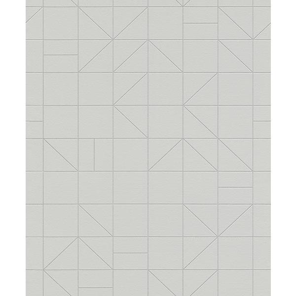 Rasch by Brewster RH610741 Teague Silver Geometric Wallpaper