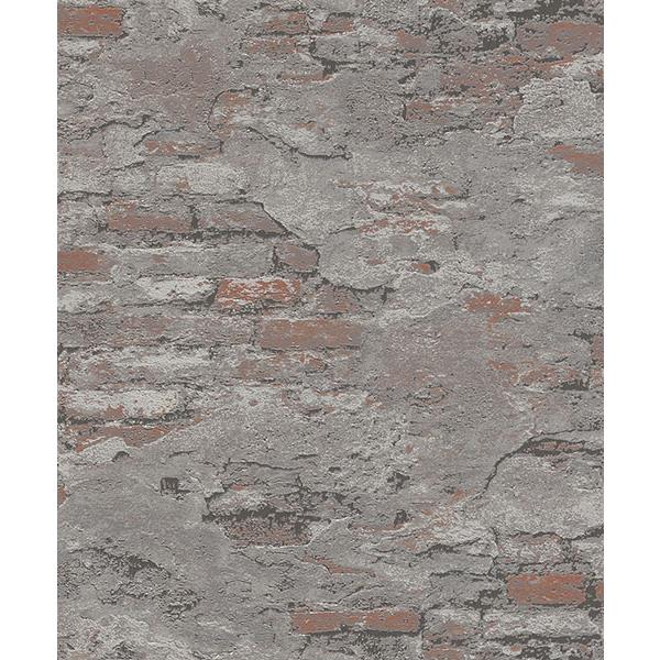 Rasch by Brewster RH625530 Templier Grey Distressed Brick Wallpaper