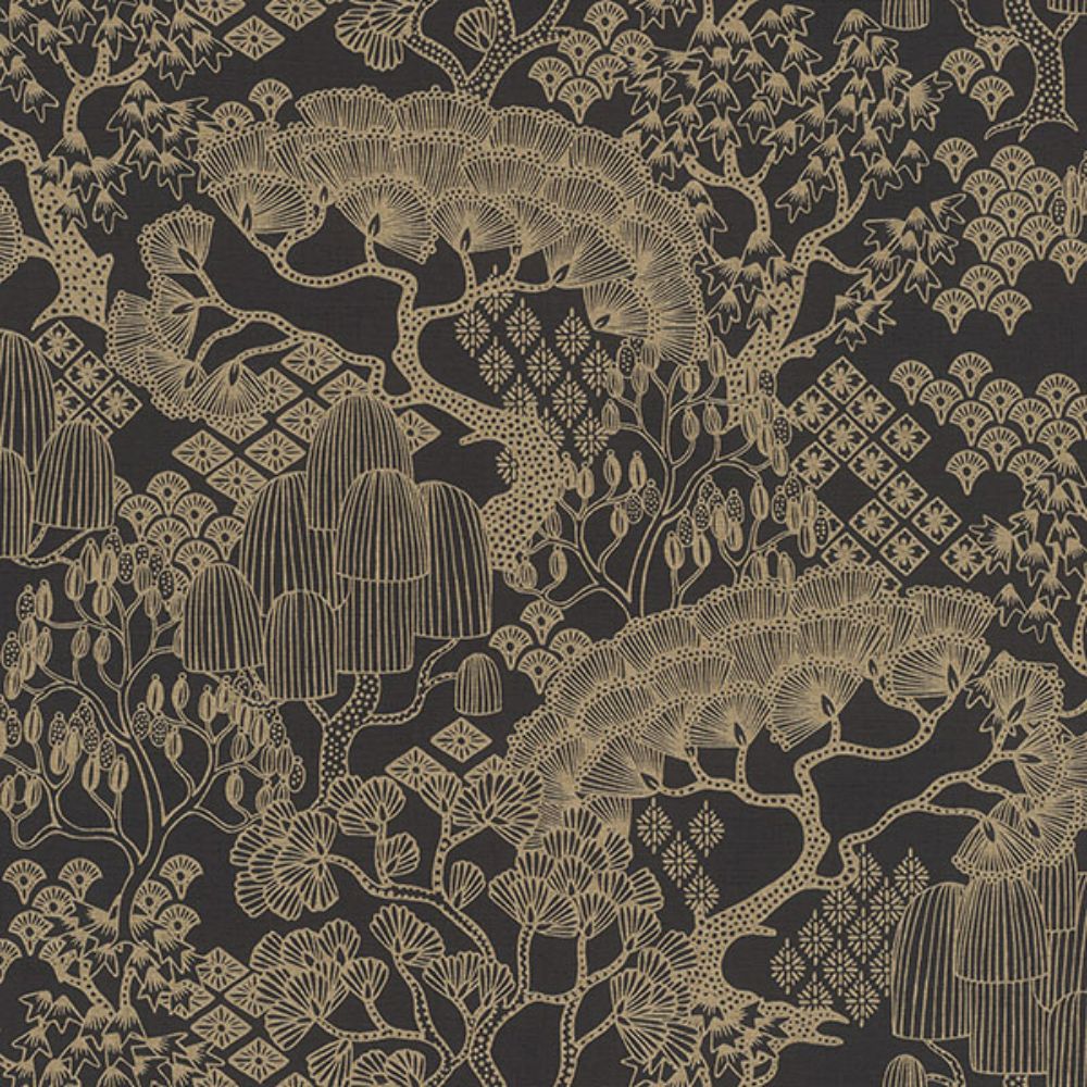 Rasch by Brewster RH691115 Chiaki Black Bonsai Dreams Wallpaper