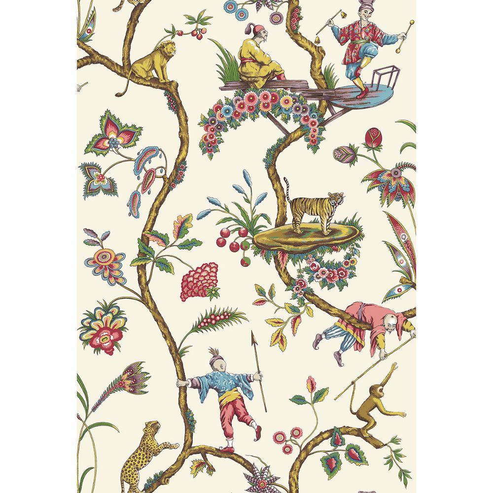 Scalamandre by Brewster SCS3843 White Chinoise Exotique Scalamandre Self Adhesive Wallpaper