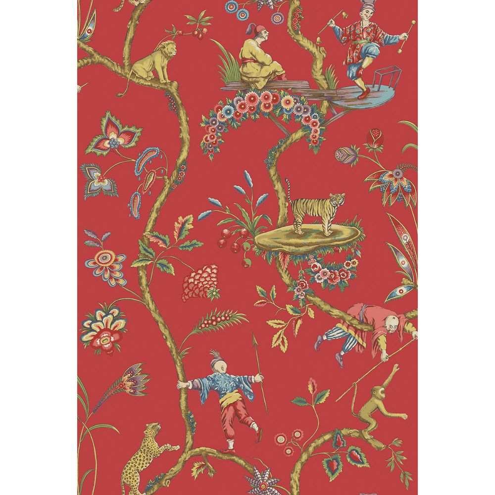Scalamandre by Brewster SCS3844 Tomato Chinoise Exotique Scalamandre Self Adhesive Wallpaper