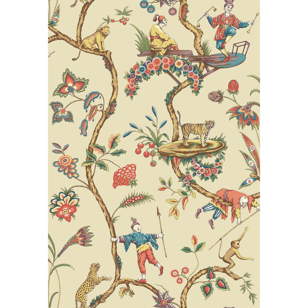 Scalamandre by Brewster SCS3845 Ecru Chinoise Exotique Scalamandre Self Adhesive Wallpaper