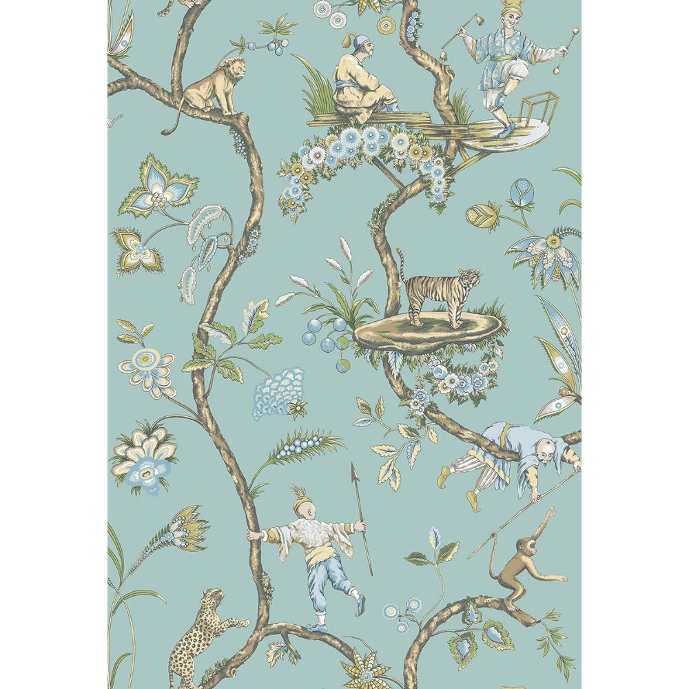 Scalamandre by Brewster SCS3846 Robin Egg Chinoise Exotique Scalamandre Self Adhesive Wallpaper