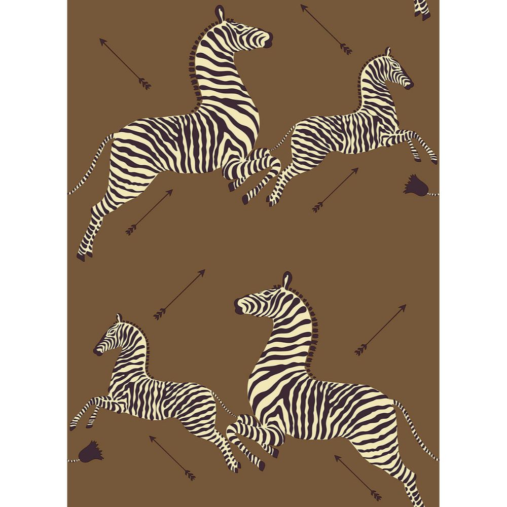 Scalamandre By Brewster SCS3872 Safari Brown Zebra Safari Scalamandre Self Adhesive Wallpaper