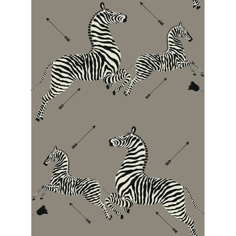 Scalamandre By Brewster SCS3873 Grey Zebra Safari Scalamandre Self Adhesive Wallpaper