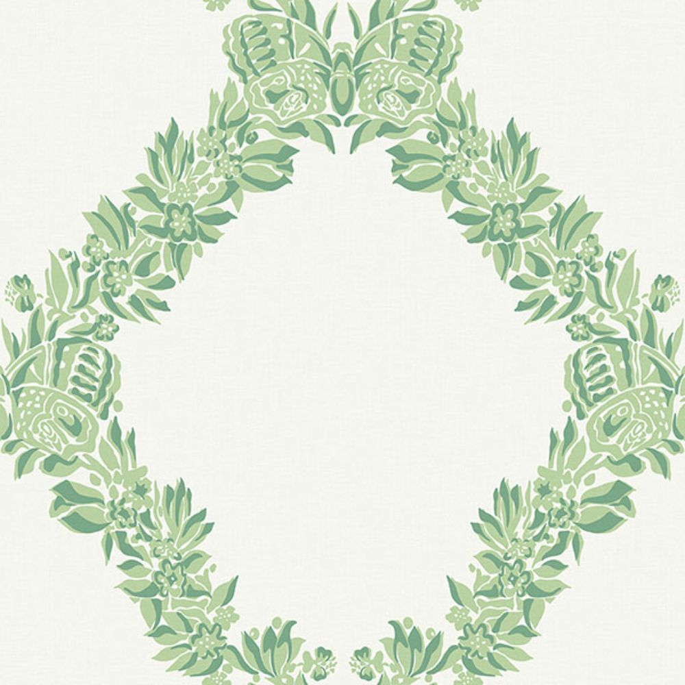 Scalamandre by Brewster SCS6051 Jade Wreath Peel & Stick Wallpaper