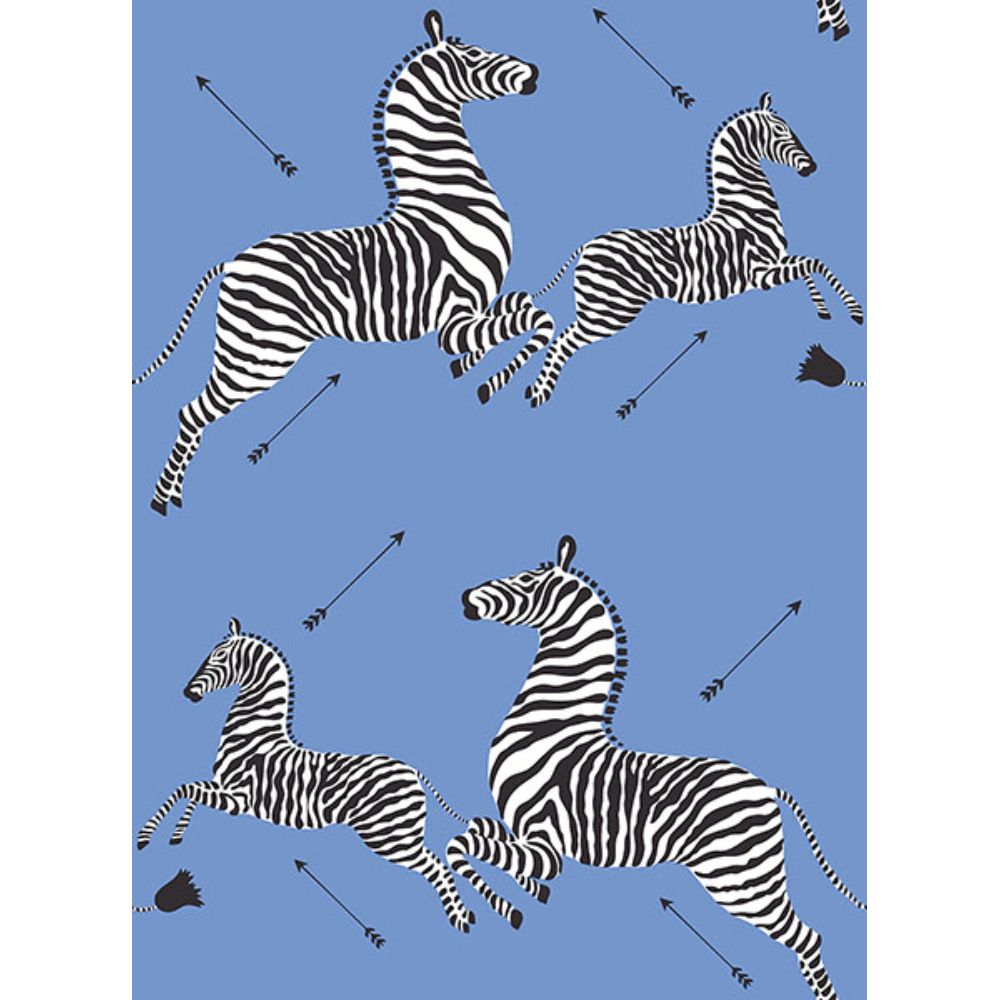 Scalamandre by Brewster SCS6053 Azure Zebra Safari Peel & Stick Wallpaper