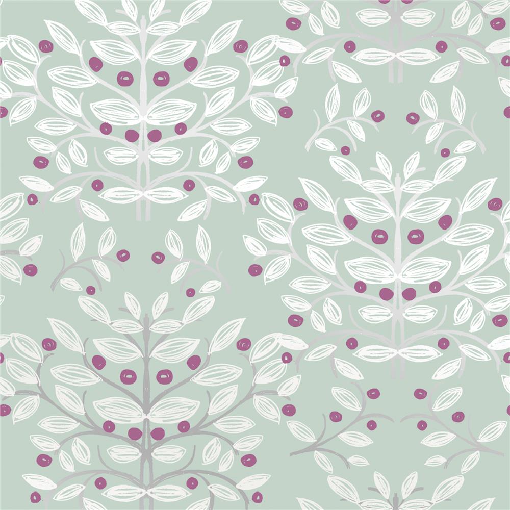 Sandudd by Brewster SD5283-2 Kristofer Mint Botanical Wallpaper