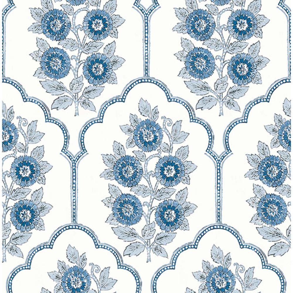 Society Social by Brewster SSS6315 Floral Bazaar Delft Blue Peel & Stick Wallpaper