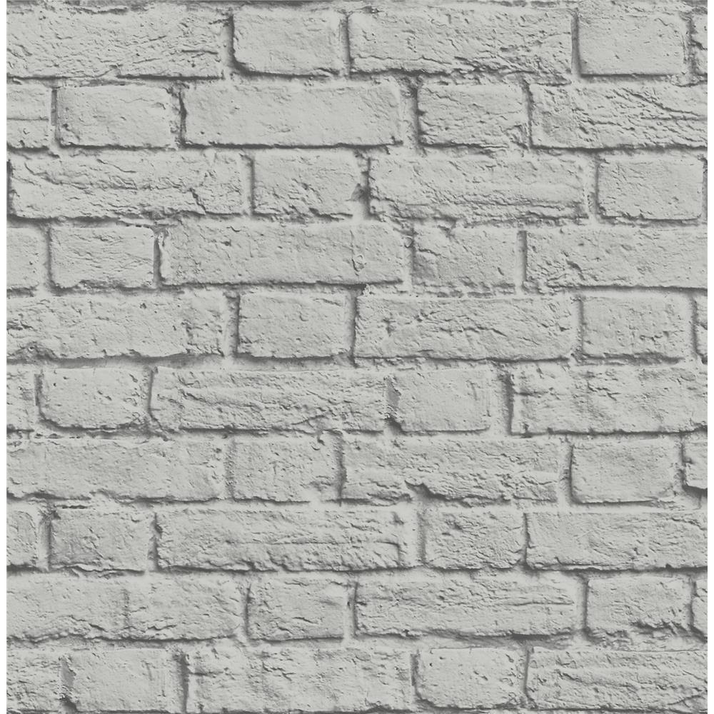 Brewster UW24764 Cologne Grey Painted Brick Wallpaper