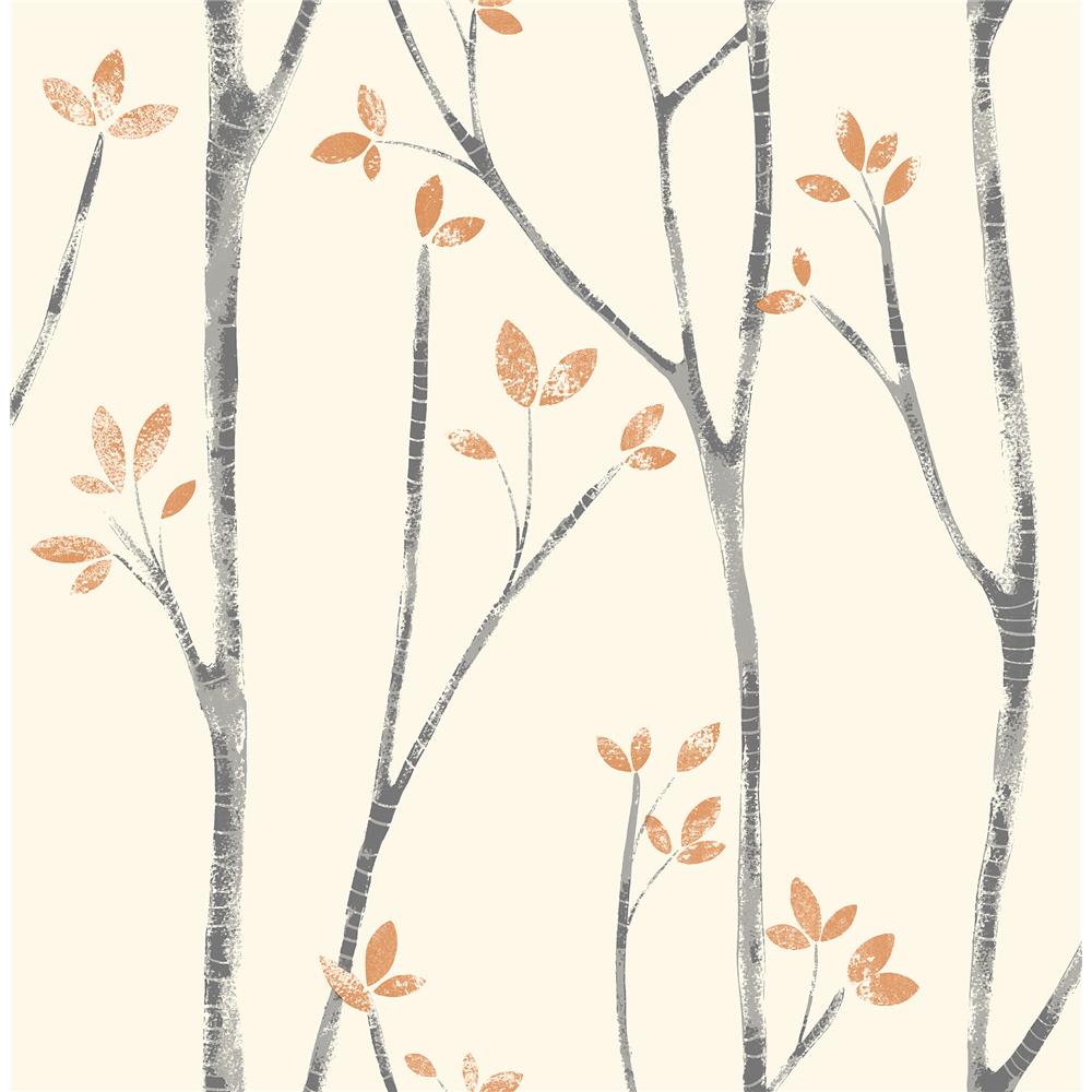 Brewster UW24775 Ingrid Orange Scandi Tree Wallpaper