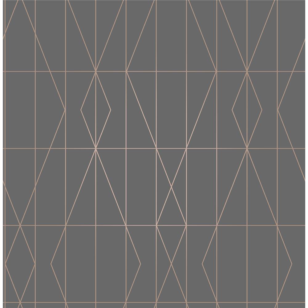 Brewster UW24788 LeVeque Charcoal Deco Diamond Geo Wallpaper
