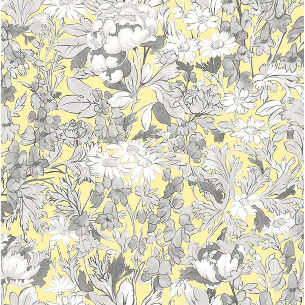 Vera Bradley by Brewster VBS4028 Yellow Toile Foliage Peel & Stick Wallpaper