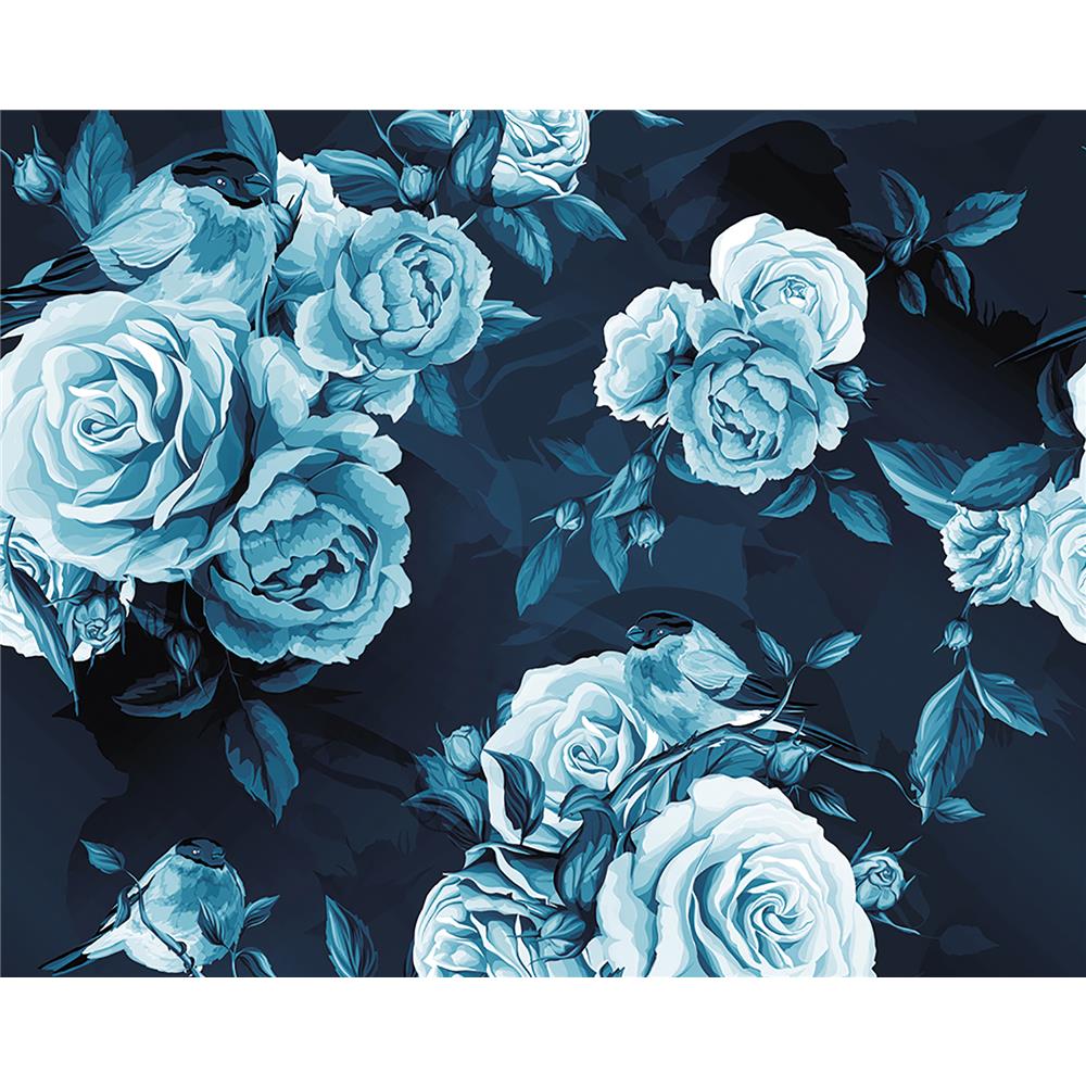 Ohpopsi by Brewster WALS0296 Blue Roses Wall Mural