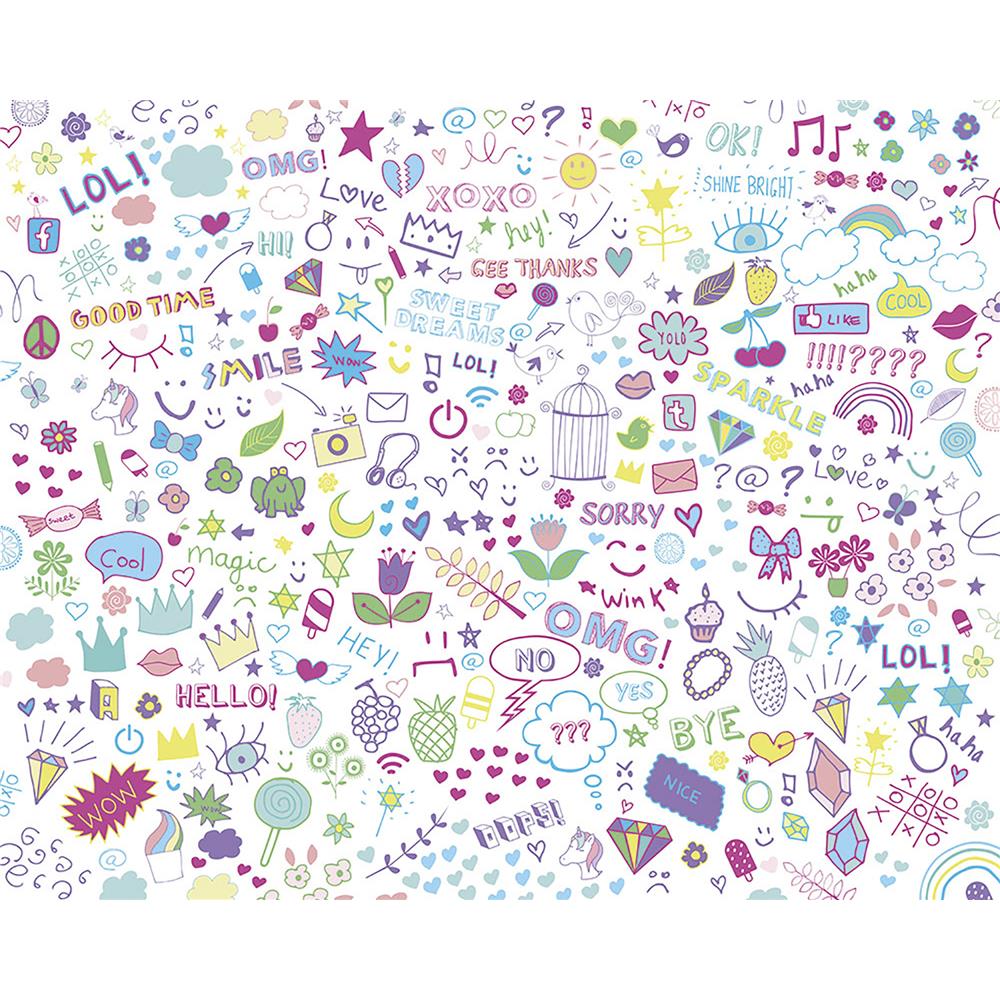 ohpopsi by Brewster WALS0366 Soft Social Text Graffiti Wall Mural