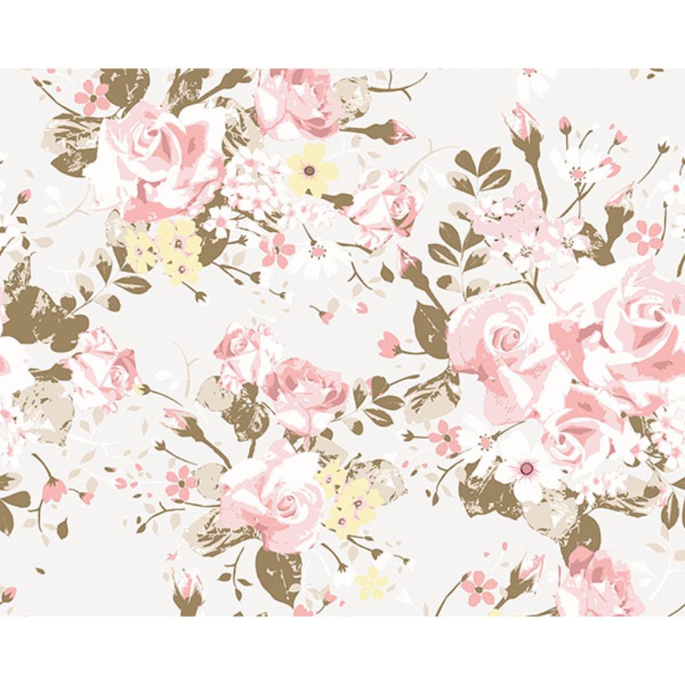 ohpopsi by Brewster WALS0391 Vintage Rose Pattern Wall Mural