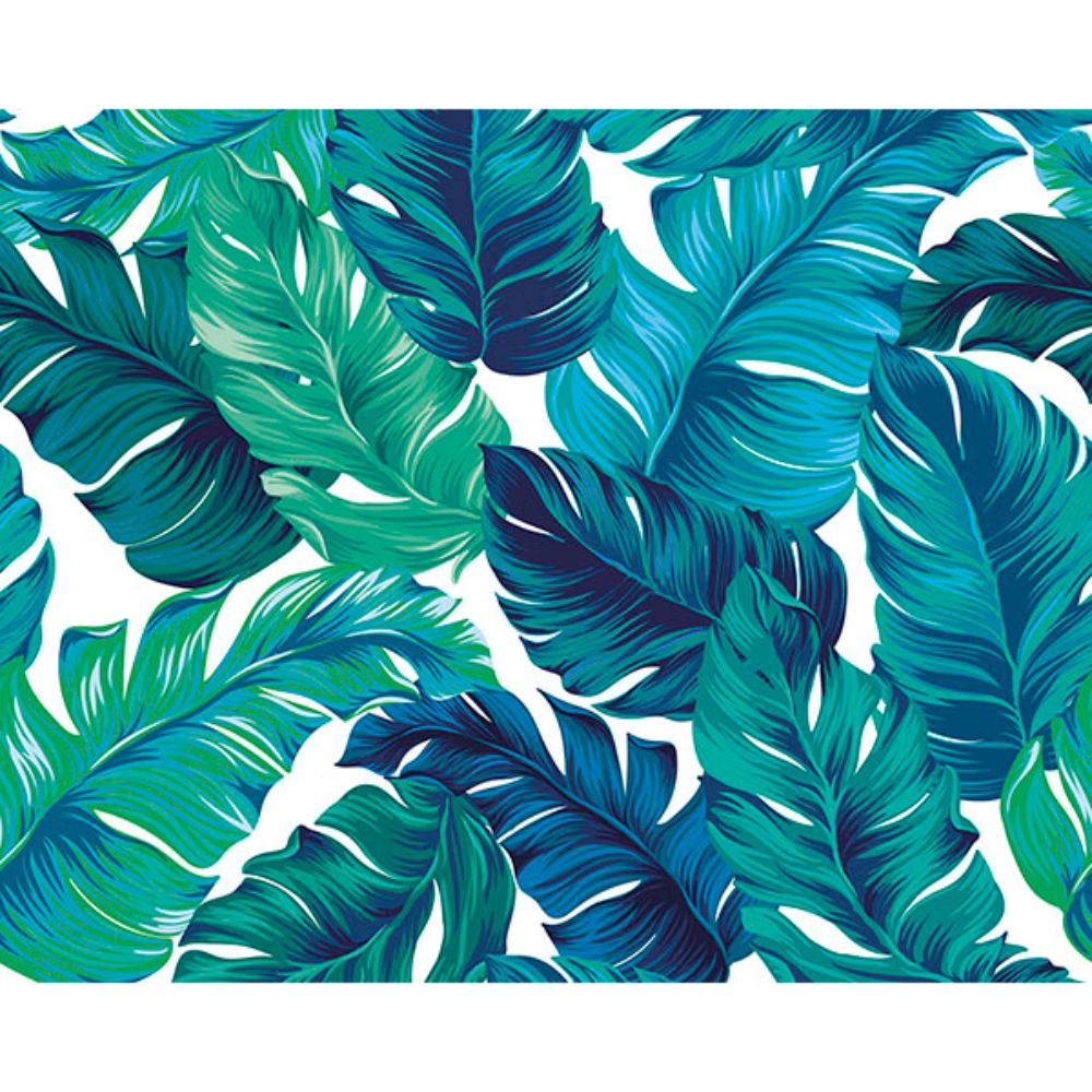 ohpopsi by Brewster WALS0429 Turquoise and Green Tropical Leaves Wall Mural