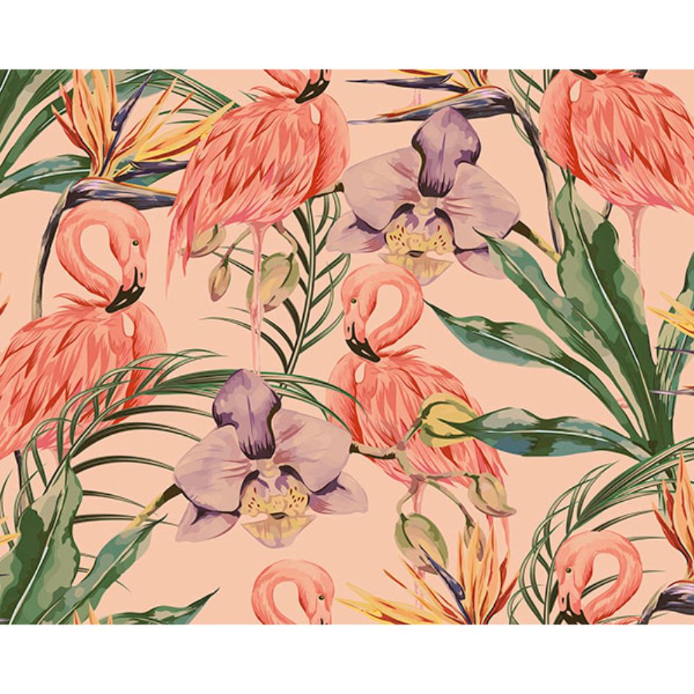 ohpopsi by Brewster WALS0441 Paradise Flamigo Flowers Wall Mural
