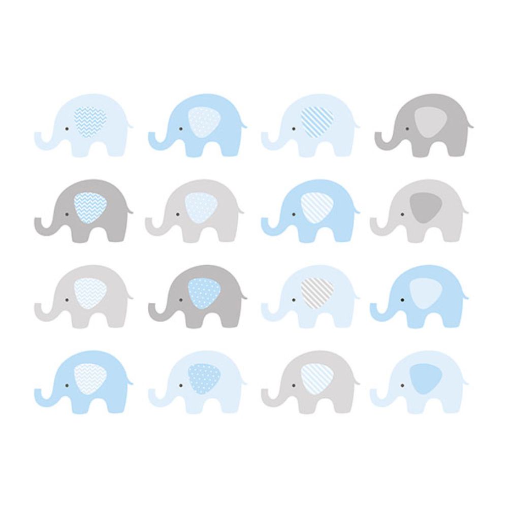 ohpopsi by Brewster WALS0462 Baby Blue Elephant Wall Mural