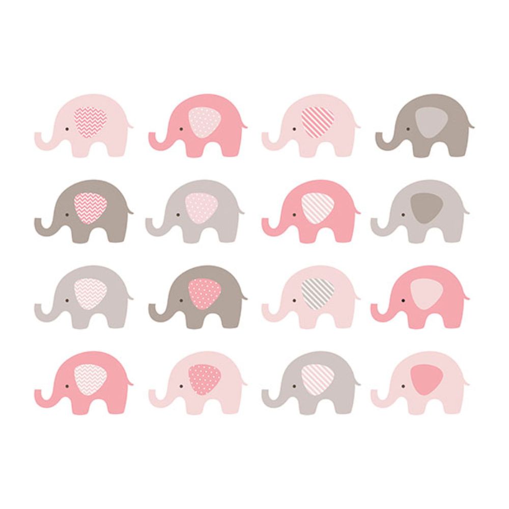 ohpopsi by Brewster WALS0463 Baby Pink Elephant Wall Mural