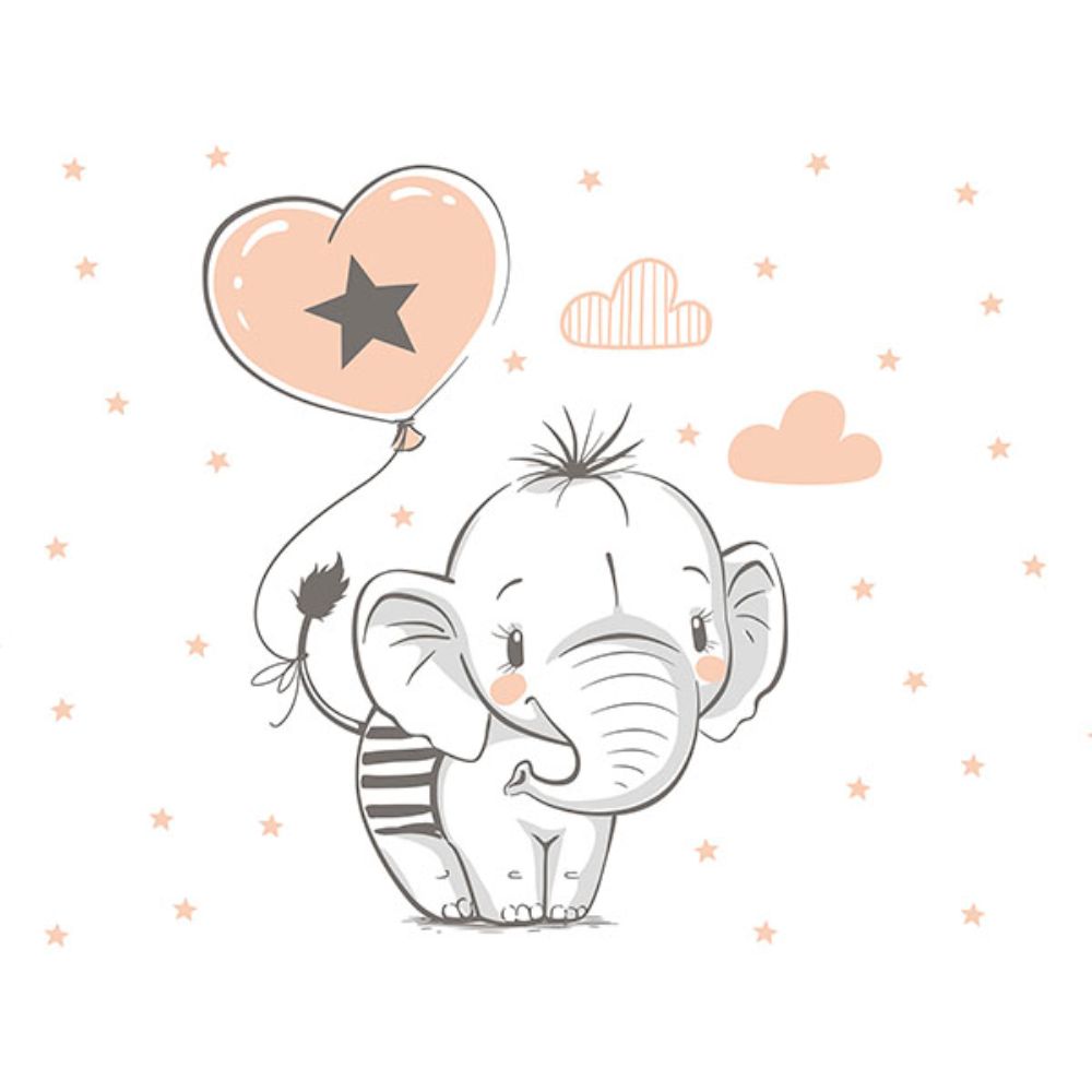 ohpopsi by Brewster WALS0465 Balloon Cartoon Elephant Wall Mural