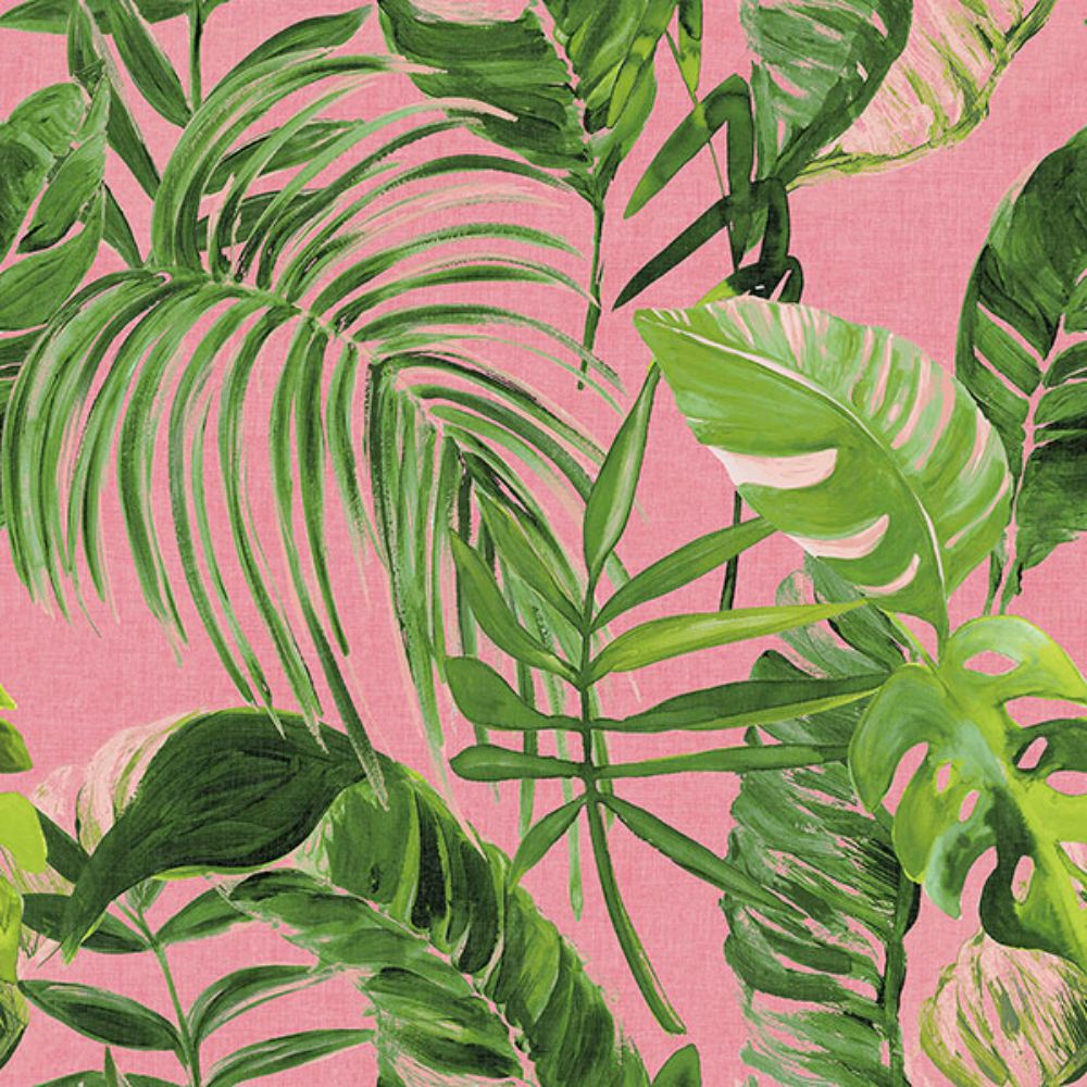 Ohpopsi by Brewster WLD53104W Grover Pink Palmera Wallpaper