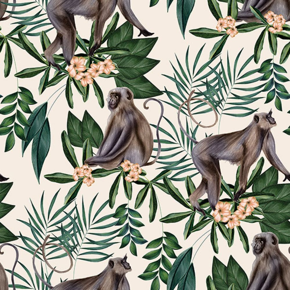 Ohpopsi by Brewster WLD53108W Morris Cream Tropical Jungle Wallpaper