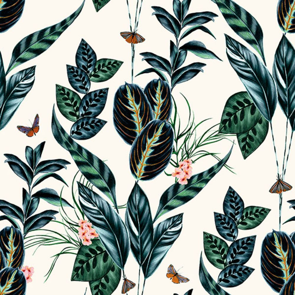 Ohpopsi by Brewster WLD53122W Spirit Indigo Tropical Foliage Wallpaper
