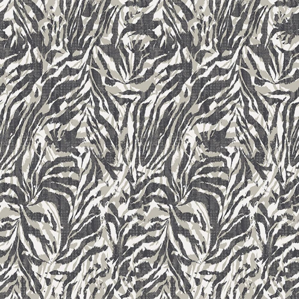 Ohpopsi by Brewster WLD53135W Davy Charcoal Zebra Wallpaper