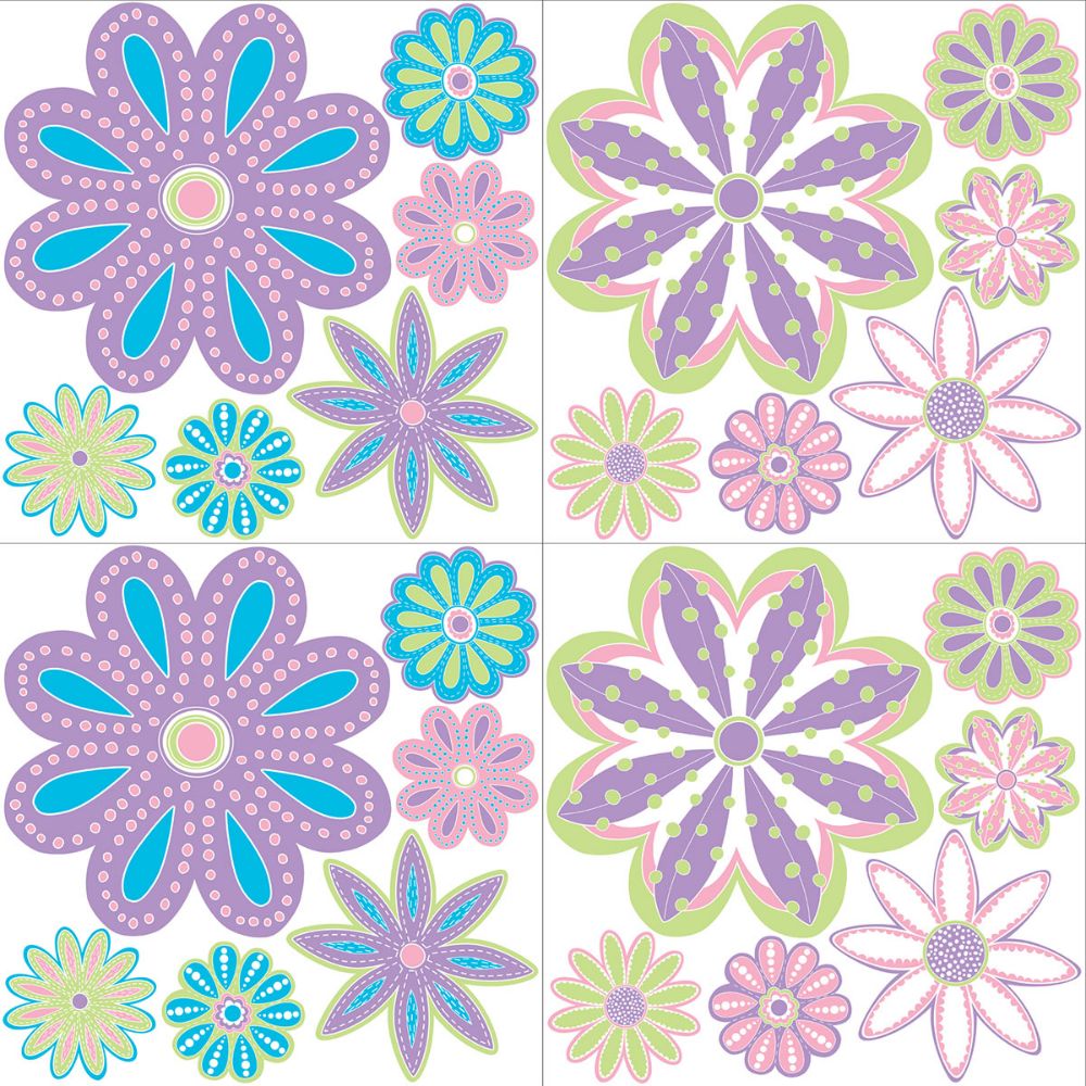 WallPops by Brewster WPB0805 Patchwork Daisy Blox Decals
