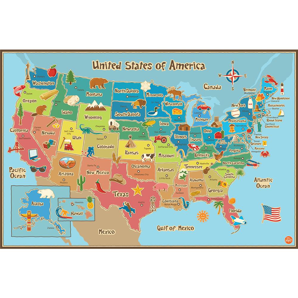 WallPops by Brewster WPE0623 Dry Erase Kids Usa Dry Erase Map Decal
