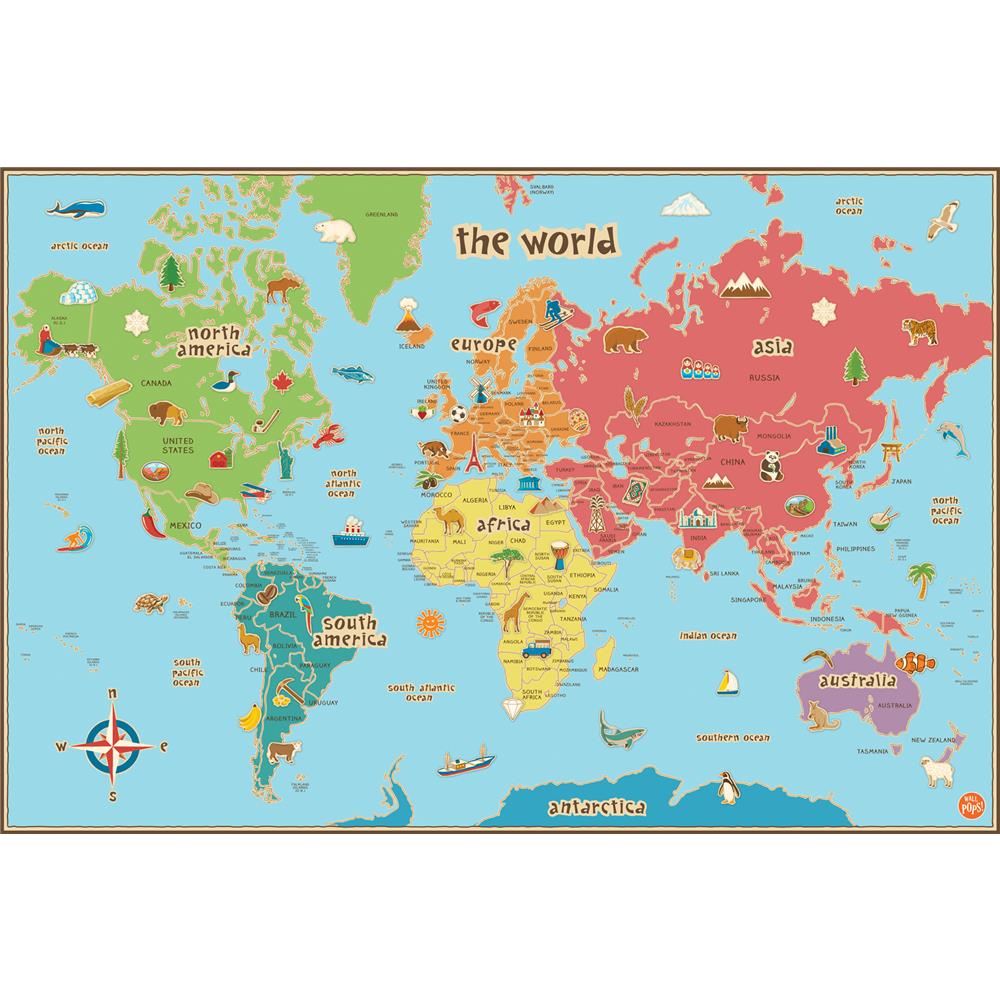 WallPops by Brewster WPE0624 Dry Erase Kids World Dry Erase Map Decal