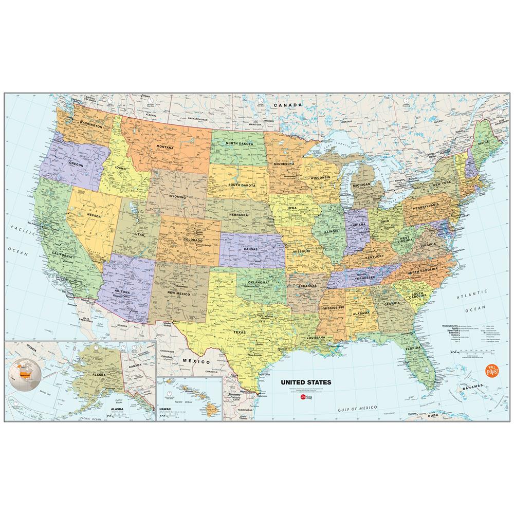 WallPops by Brewster WPE99073 Dry Erase Usa Dry Erase Map Decal