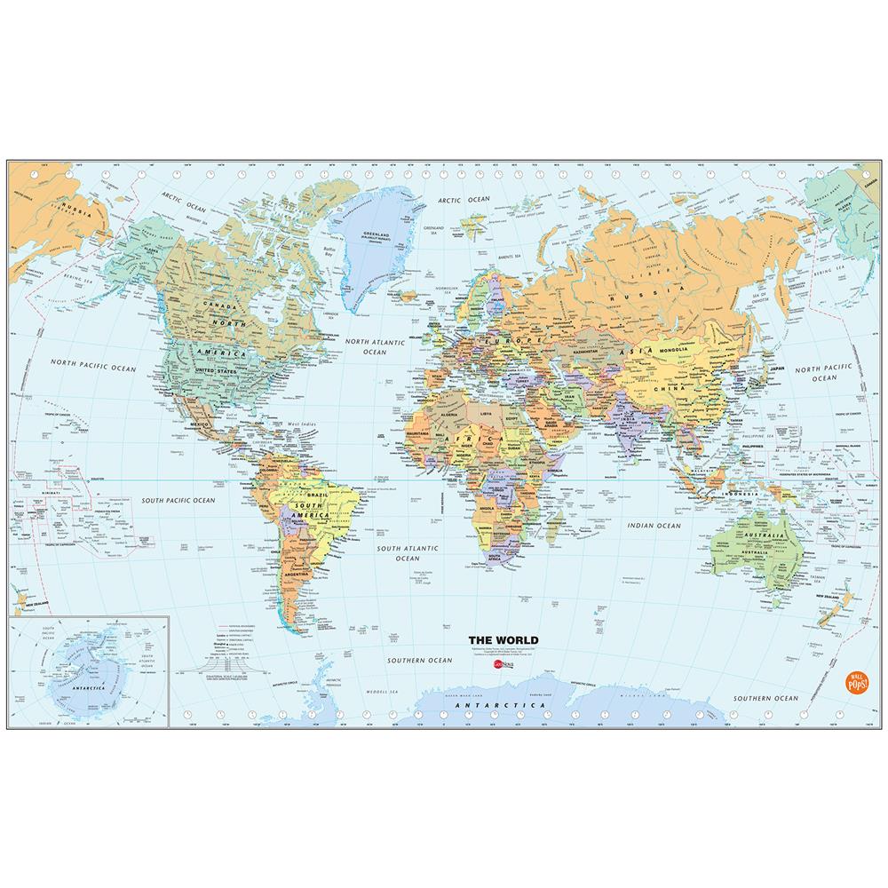 WallPops by Brewster WPE99074 Dry Erase World Dry Erase Map Decal