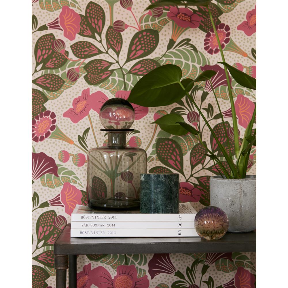 WV1474 - Wall Vision by Brewster WV1474 Tropisk Pink Floral Wallpaper ...