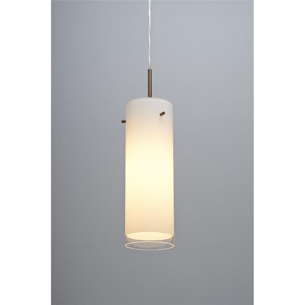 Bruck Lighting LLED/100/30K/90/CH/PBK Cyrus - Pendant - LED - 4" Kiss Canopy - Chrome Finish - White Glass Shade