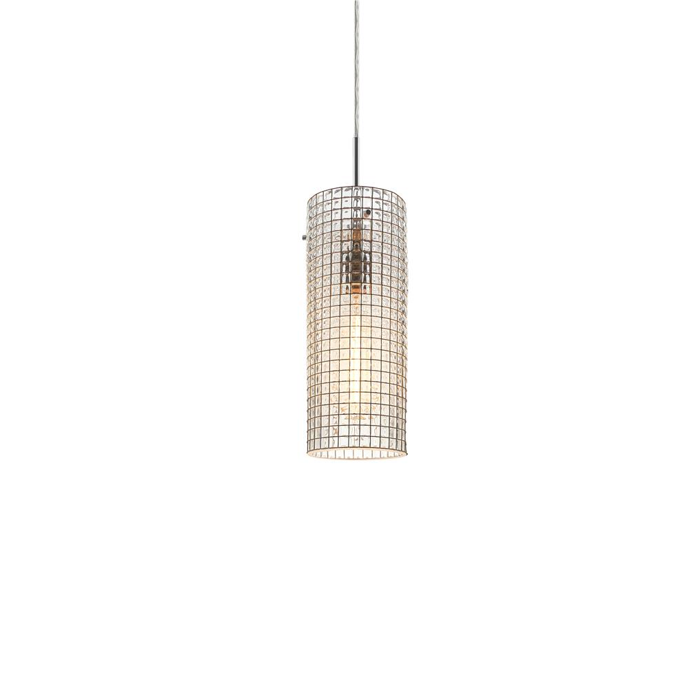 Bruck Lighting LLED/113/30K/90/CH/PBK Sierra 2 - Pendant - LED - 4" Canopy - Chrome Finish - Clear Glass with Wire Mesh Shade