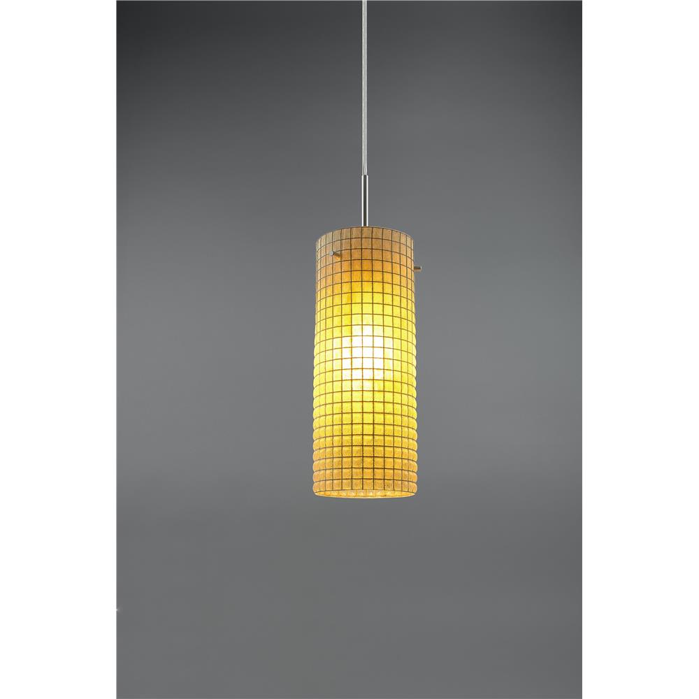 Bruck Lighting LE26/114/BZ/PBK Sierra 2 - Pendant - 1 Light Line Voltage - 4" Canopy - E26 Base - Bronze Finish - Amber Glass with Wire Mesh Shade