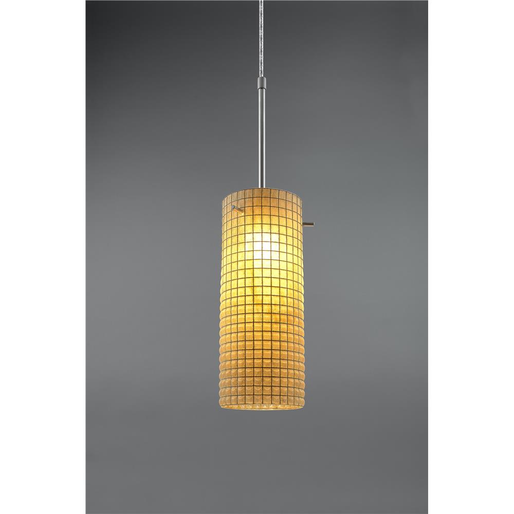 Bruck Lighting LLED/114/30K/90/BZ/PBK Sierra 2 - Pendant - LED - 4" Canopy - Bronze Finish - Amber Glass with Wire Mesh Shade
